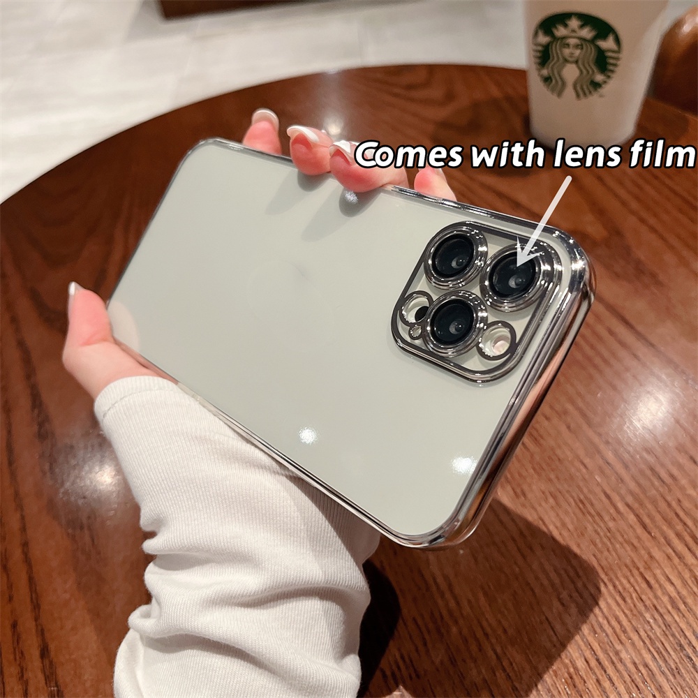 Ốp Điện Thoại Màu Tím Mạ Điện Cao Cấp Chống Bụi Cho Iphone 14 / 13 / 12 11 Pro Max