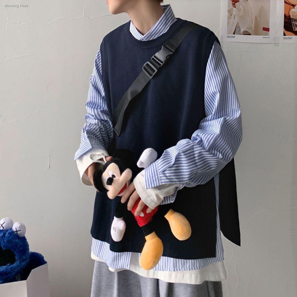 Áo Khoác Sweater Không Tay Dáng Rộng Xẻ Tà Thời Trang Mùa Thu Dành Cho Nam Giới | BigBuy360 - bigbuy360.vn