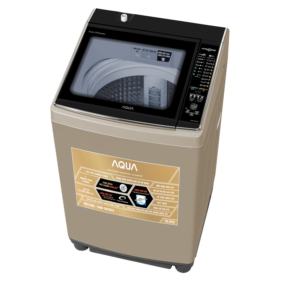 Máy Giặt Cửa Trên Aqua AQW-UW105AT-N (10.5 Kg) - Vàng Kim