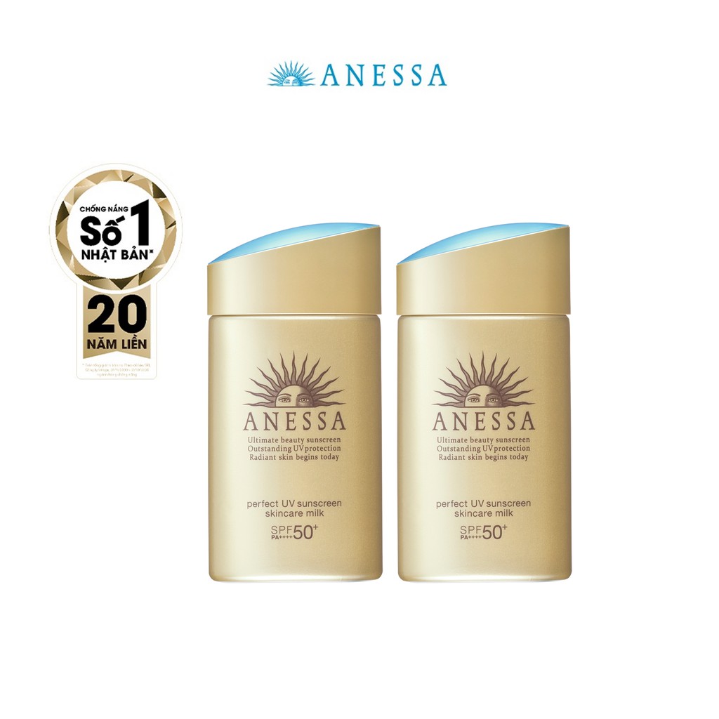 Bộ đôi kem chống nắng Anessa x2 Sức mạnh bảo vệ hoàn hảo Anessa Gold Milk 60ml x 2 | WebRaoVat - webraovat.net.vn