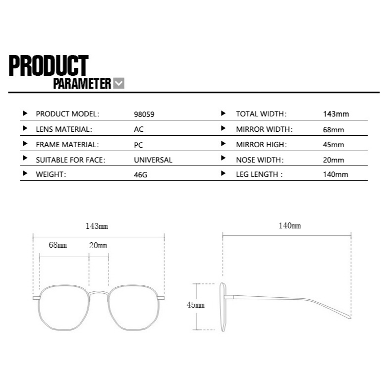 Kính Mát Gọng Nhựa Hình Chữ Nhật Phong Cách Hàn Quốc