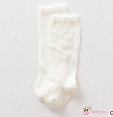BABYGARDEN-Baby Girls Fashion Socks Hollow Out Knee-high Socks Comfortable Solid Color Socks