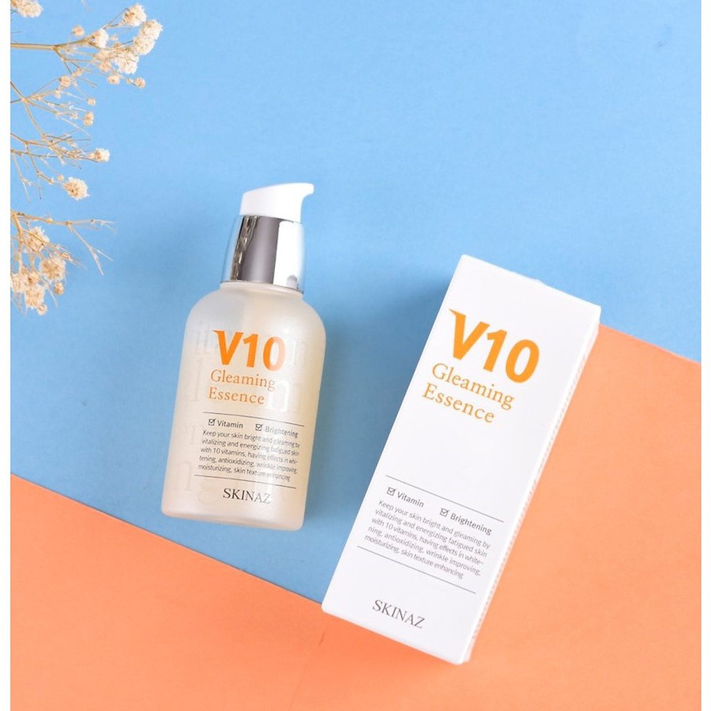 Tinh Chất  V10 Gleaming Essence Skinaz 50ml - Cải thiện da xỉn màu và nhược điểm của da bằng cách tái tạo l