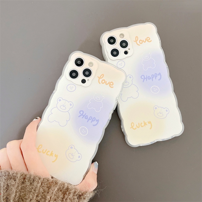 Ốp Điện Thoại Mềm Họa Tiết Gấu Màu Gradient Cho iPhone 13 12 11 Pro Max X XR XS Max 6S 7 8 Plus