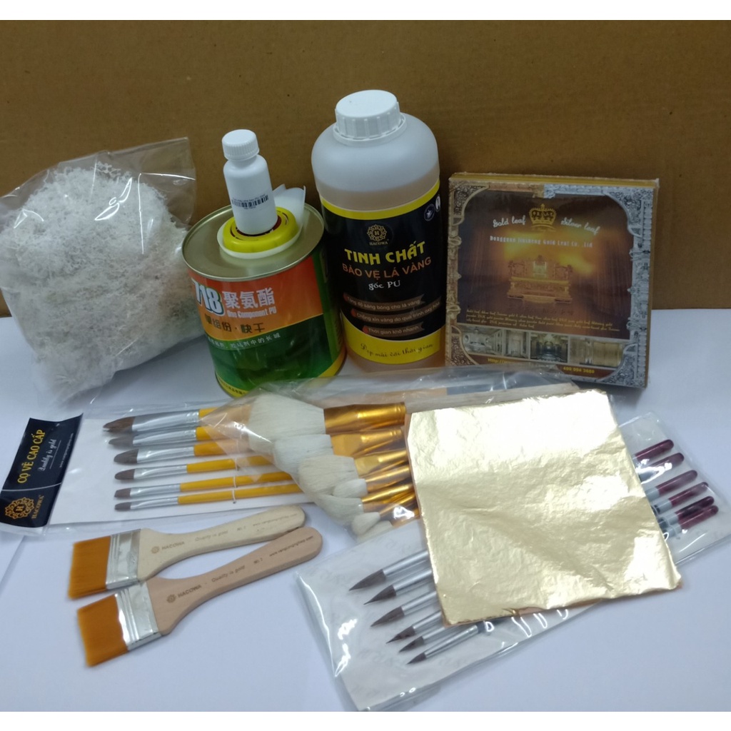 Combo trọn bộ 1000 lá vàng Ý khổ 14cm kèm phụ kiện đầy đủ