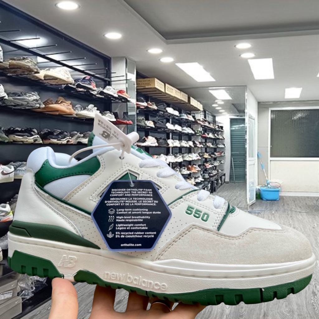 Giày New Balance 550 'White Green' BB550WT1, NB xanh lá bản SC BẢN NEW - Yabi_boutique