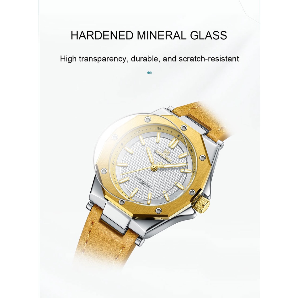 Đồng Hồ Thể Thao NAVIFORCE 5026 Chống Thấm Nước 3ATM Với Dây Đeo Da Thời Trang Dành Cho Nữ