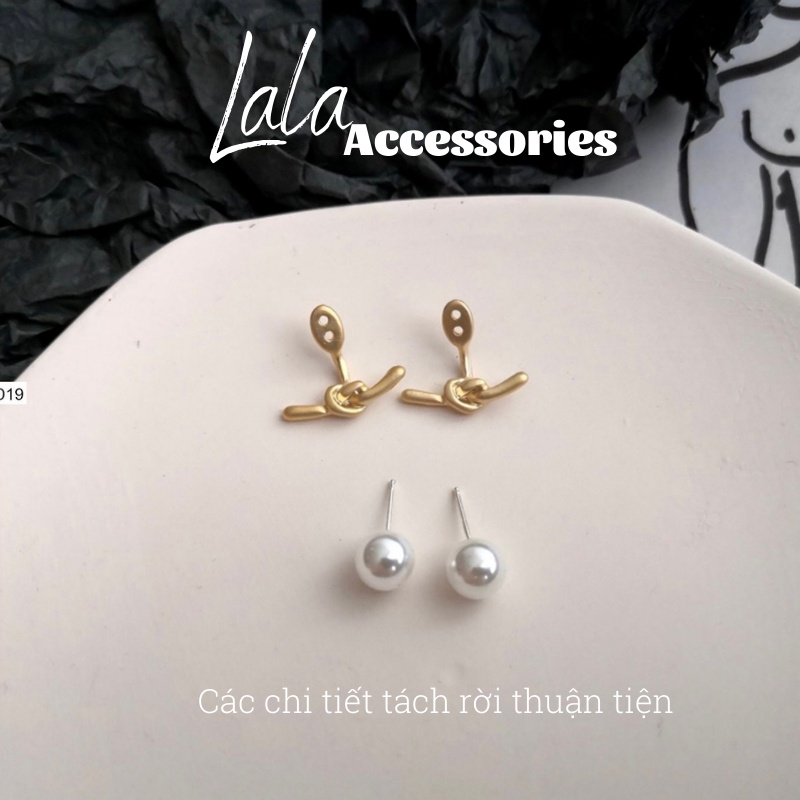 Khuyên tai nữ, bông tai hạt tròn thiết kế nút thắt - Lala Accessories