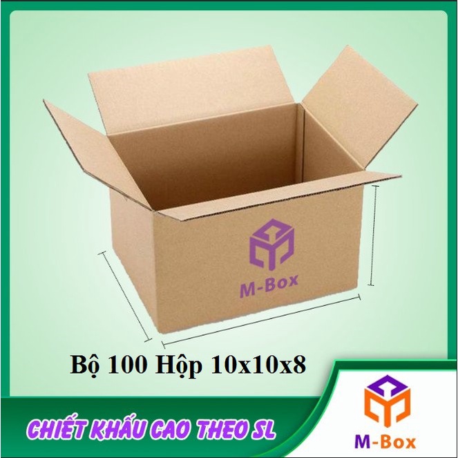 Mboxx - Bộ 100 Hộp carton 10x10x8 Cm Thùng Carton Giá rẻ