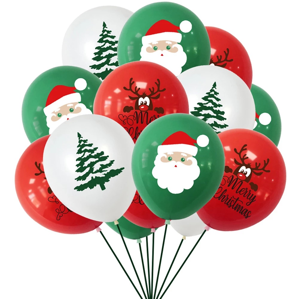 Bong bóng cao su họa tiết giáng sinh trang trí cây thông noel 12inch