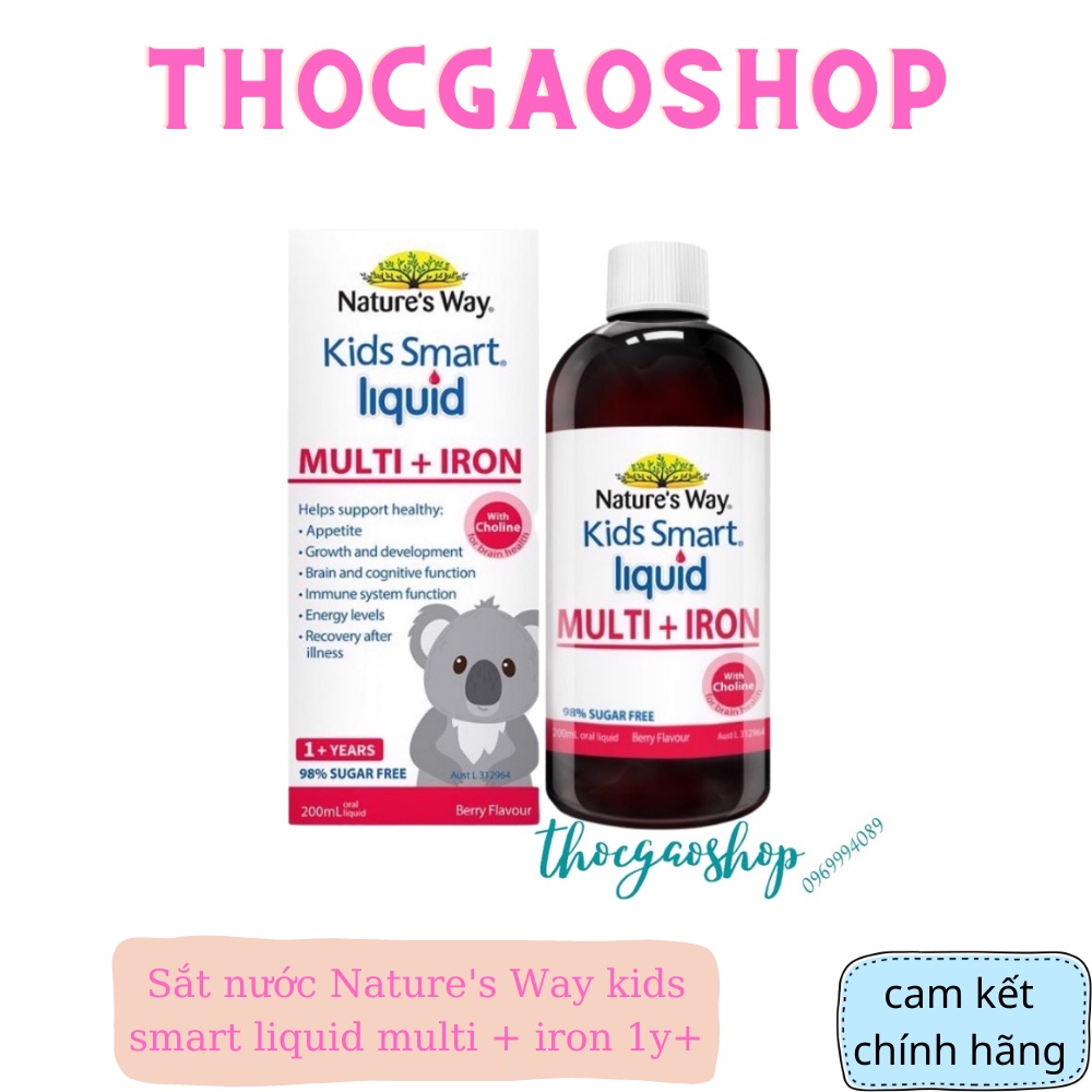 Sắt nước Nature's Way kids smart liquid multi + iron 1y+ 200ml nội địa Úc