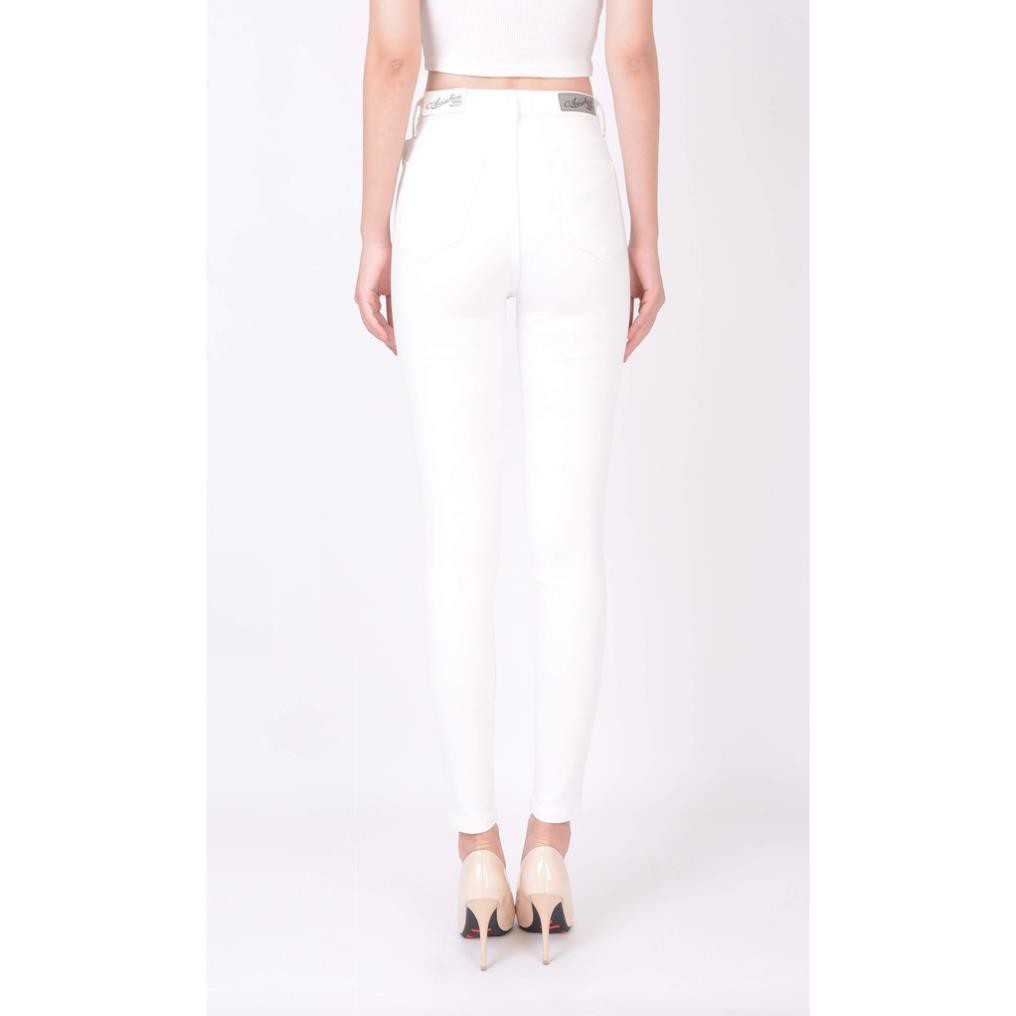 Quần jean nữ ống bó skinny đẹp lưng cao cạp cao màu đen trắng trơn hàng hiệu cao cấp mã 051 VANIZEN New