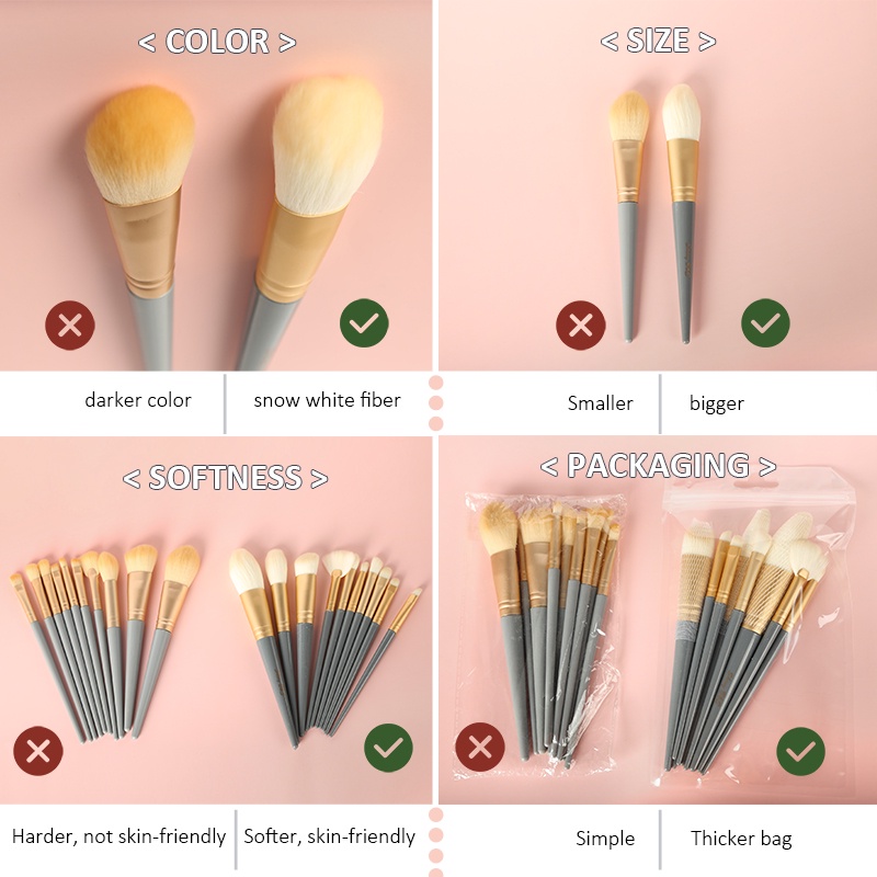 Bộ cọ trang điểm SUAKE 10 cái siêu mềm dùng để đánh phấn nền/ phấn mắt/ bắt sáng/ che khuyết điểm