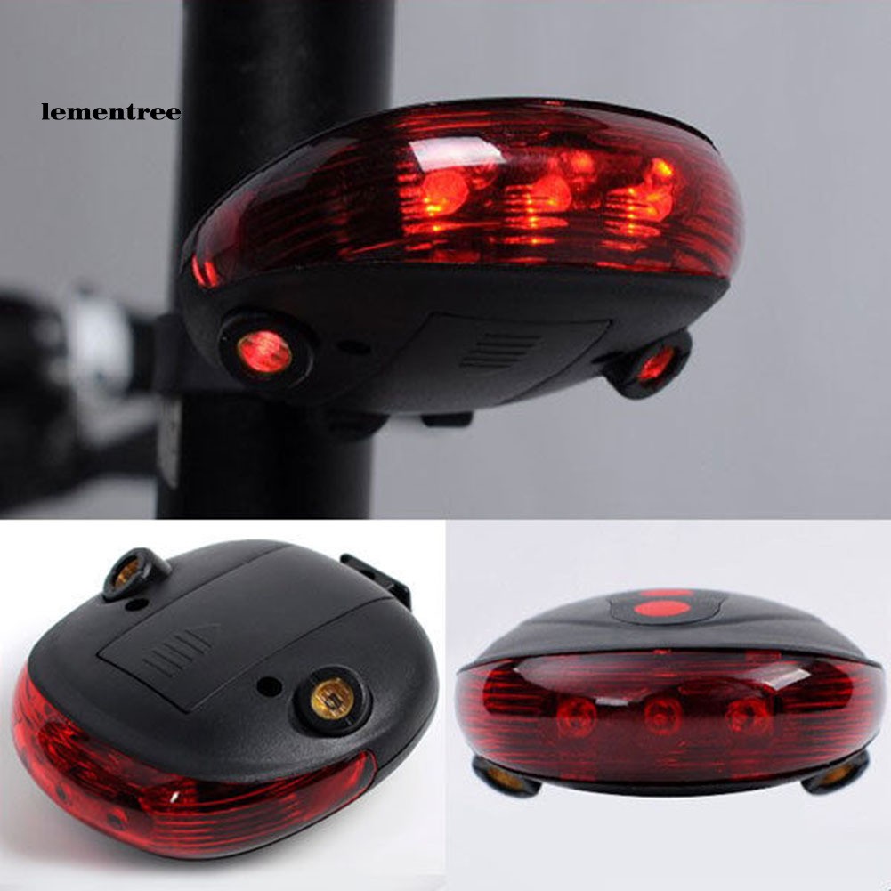 Đèn LED 5 bóng 2 tia laser dùng làm đèn cảnh báo gắn đuôi xe đạp leo núi