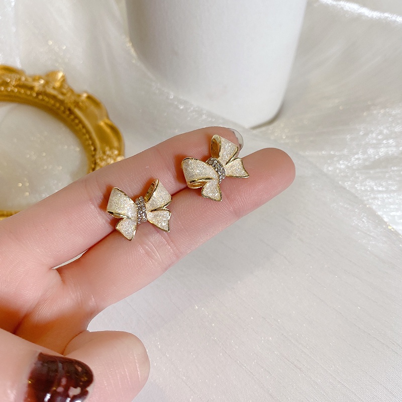 Khuyên Tai Mạ Bạc Đính Nơ Phong Cách Ngọt Ngào Cao Cấp 2022