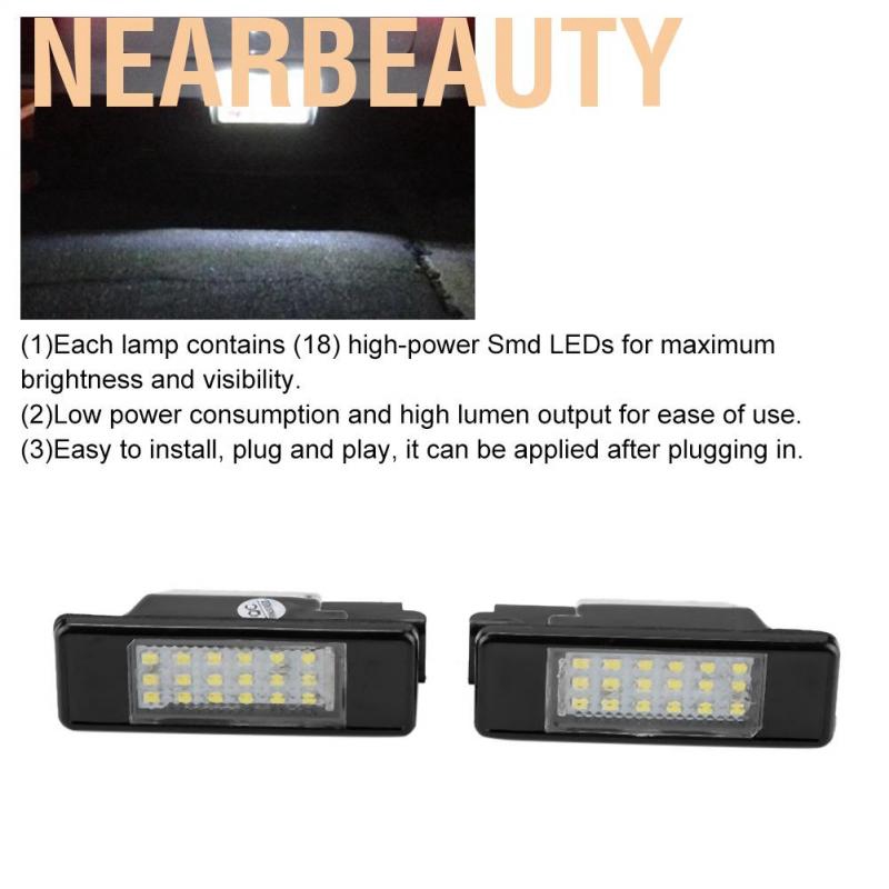 Nearbeauty 1 Pair LED Number PC Car License Plate Light Lamp Fit for PEUGEOT