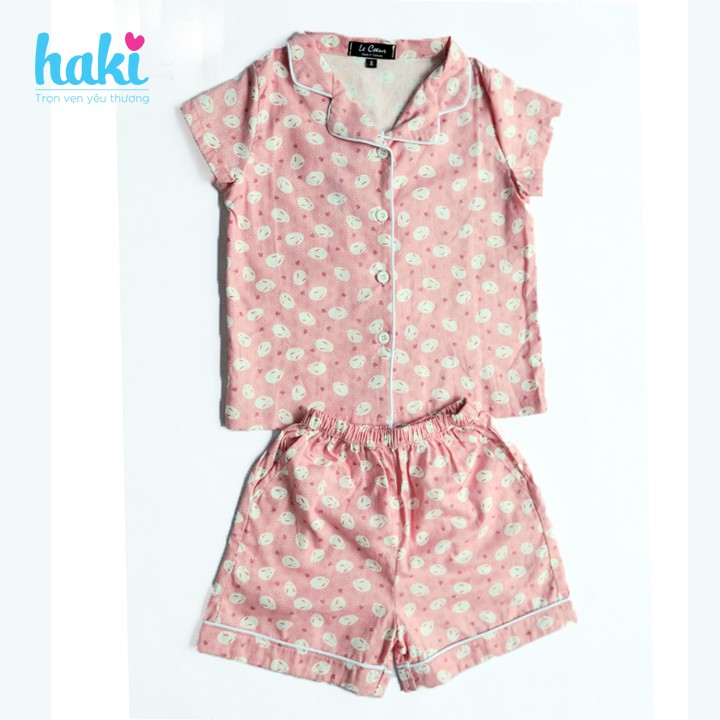 Bộ pijama cho bé vải thô HAKI (màu Hồng)