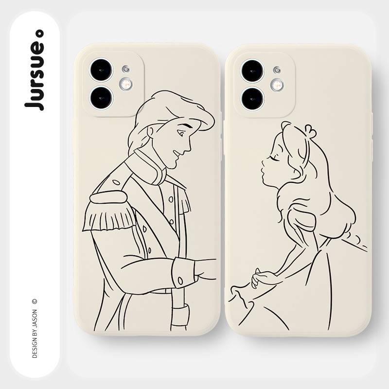 Ốp lưng JURSUE mềm hình cặp đôi dễ thương đẹp cho iPhone 13 12 11 Pro Max SE 2020 X XR XS ip 8 7 6 6S Plus kute Y1742