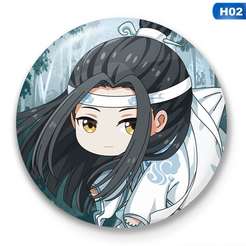 flowersqueen Anime Mo Dao Zu Shi Wei Wuxian Lan Wangji Figure Brooch Pins Round Tinplate Badges