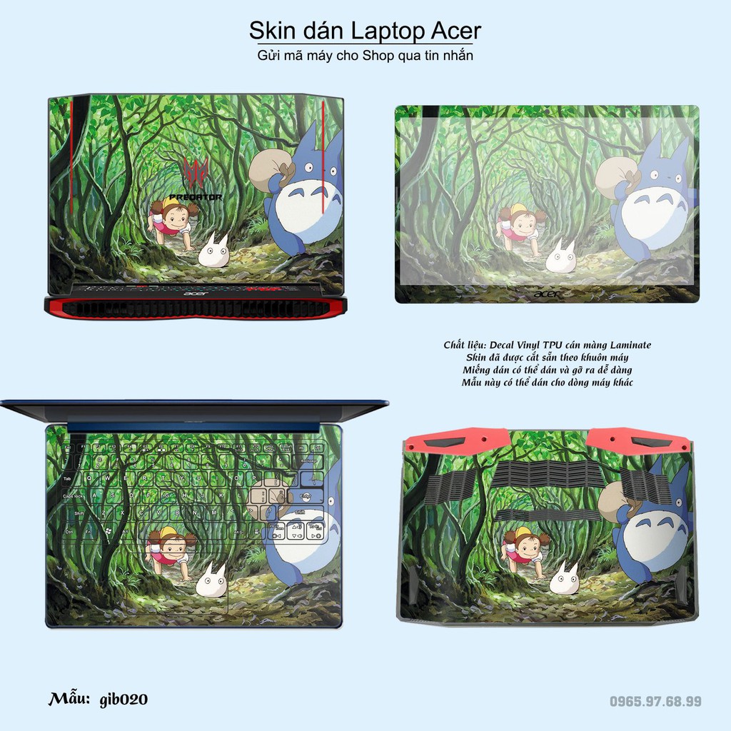 Skin dán Laptop Acer in hình Ghibli image (inbox mã máy cho Shop)