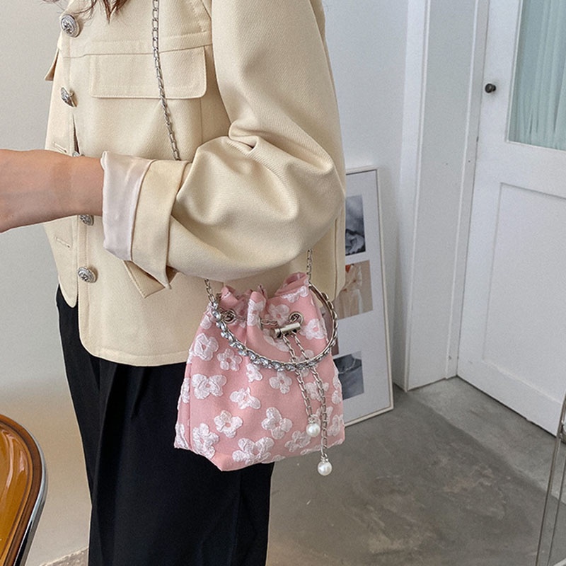 Túi vải đeo chéo dây rút IELGY thời trang đơn giản cho nữ