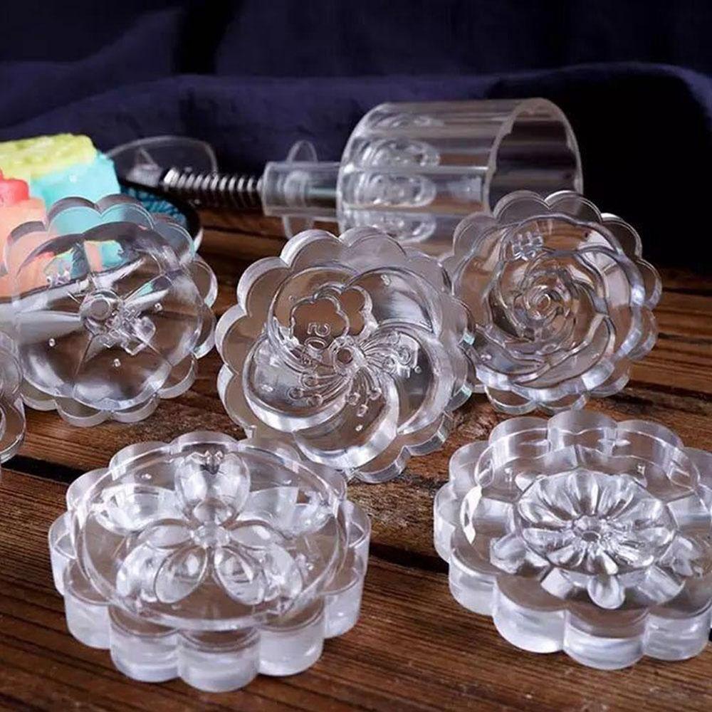 Khuôn Làm Bánh Trung Thu Dạng Nhấn Hình Hoa 6 Kiểu DIY