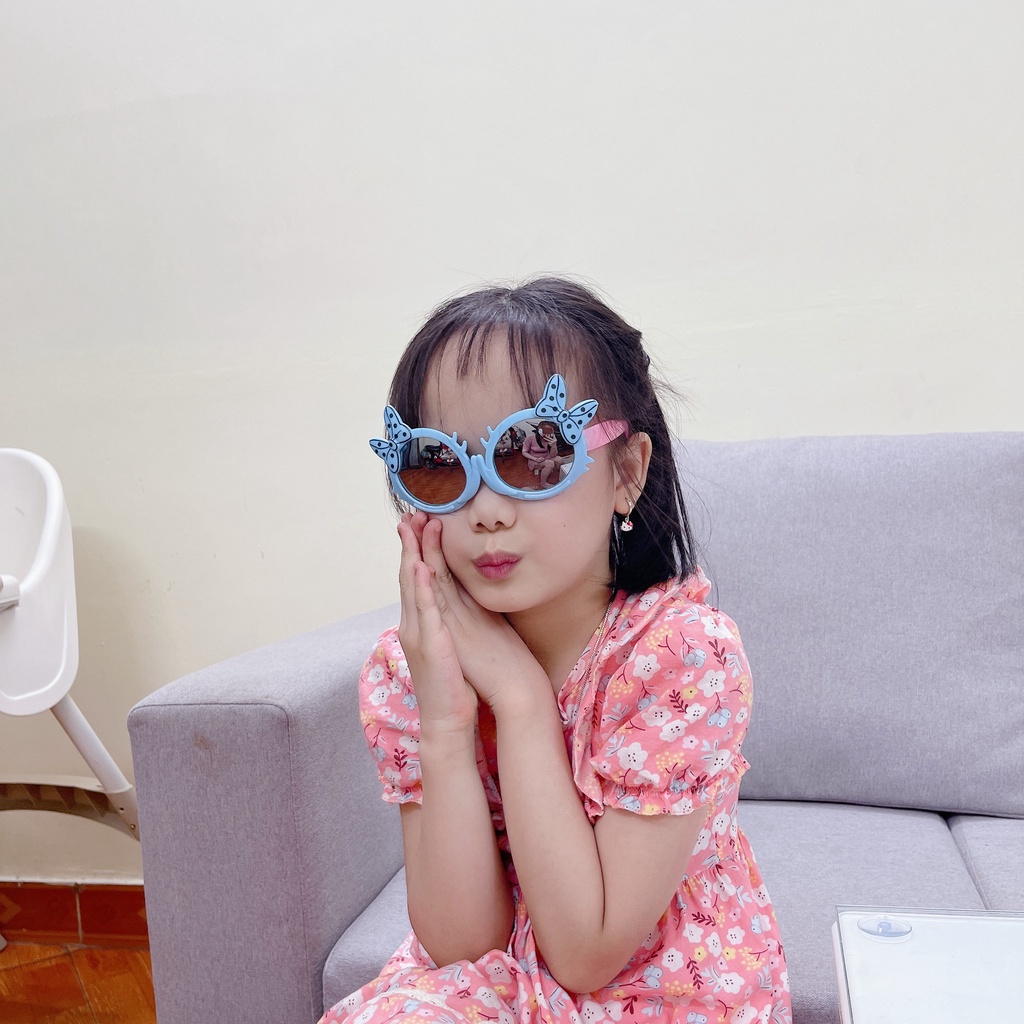 Kính tròn mắt nơ chấm bi siêu xinh cho các bé 1-8 tuổi, gọng kính chống uv400 bảo vệ mắt bé nhiều màu sắc, kính mát trẻ