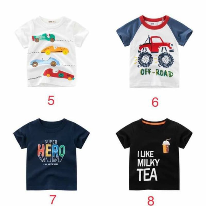 [Chuẩn Hãng] Áo Thun Ngắn Tay 100% Cotton 27Kids Cho Bé Trai 2 3 4 5 Tuổi