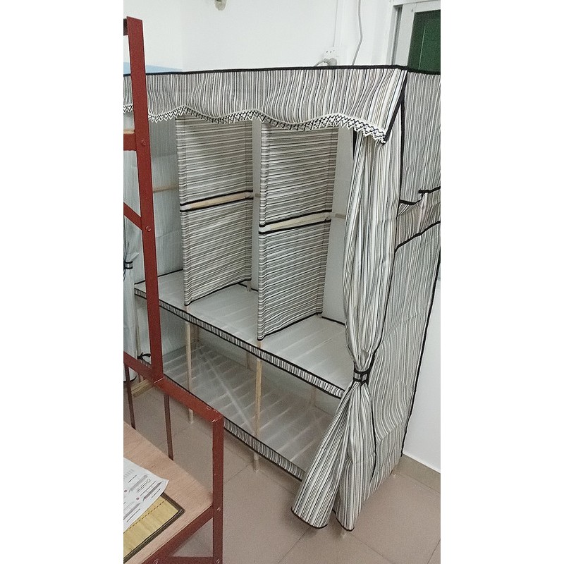 Tủ quần áo vải khung gỗ bọc nhựa 3 buồng vải cotton