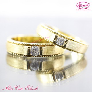 Nhẫn cặp orlando, nhẫn đôi bạc ý s950 xi mạ vàng 18k