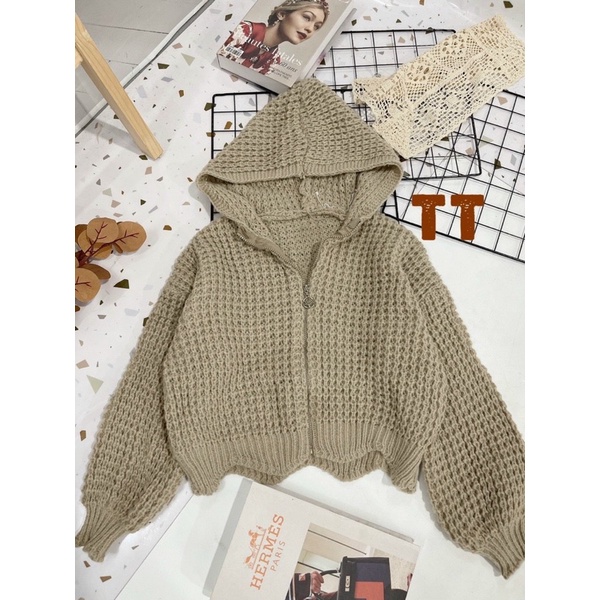 Áo len Mũ Kéo Khoá
