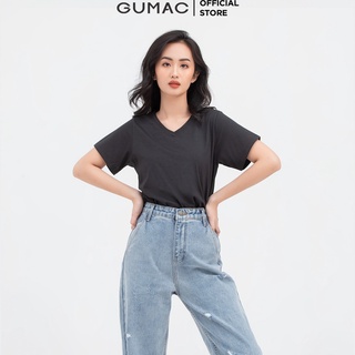 Áo thun nữ trơn cổ tim cơ bản GUMAC nhiều màu, form cơ bản ATB808