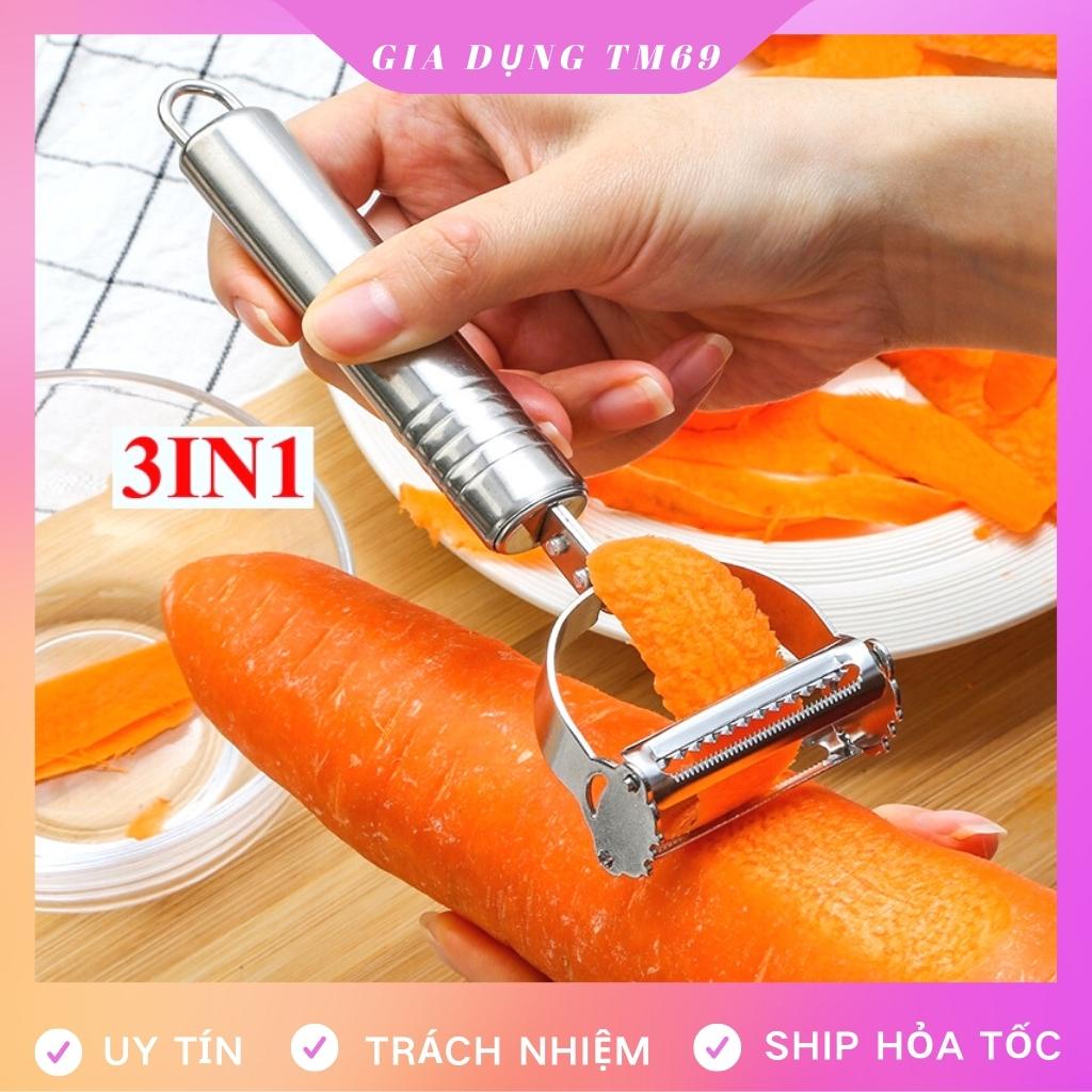 Nạo Rau Củ Đa Năng Inox 3 Trong 1 Siêu Tiện Lợi Nhà Bếp, Dụng Cụ Bào Rau Củ Hoa Quả Bào Sợi Gọt Cắt