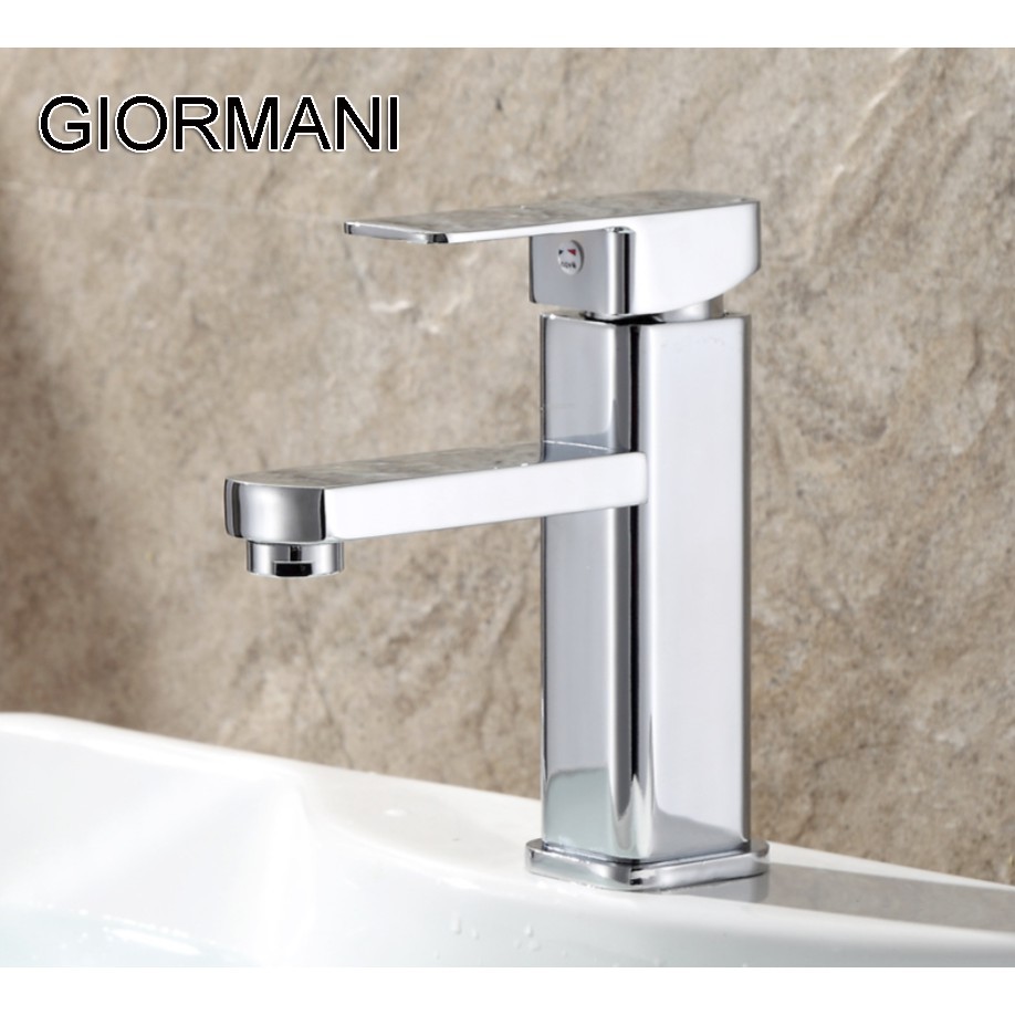 Vòi Lavabo vuông ITALIA GIORMANI Vòi bồn rửa chất lượng cao + Đôi dây cấp (Kiểu vuông)