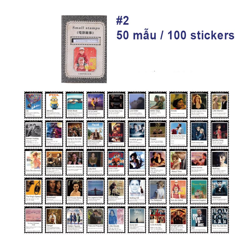 Sticker hộp trang trí Scrapbook, sổ tay, vở (Bộ 100 sticker) - STICKER TEM RETRO [072]