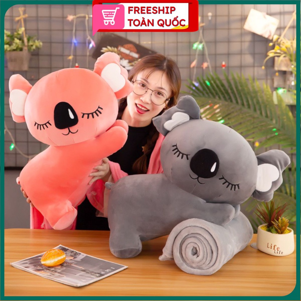 PVN31668 Bộ gối chăn 4 mùa hình gấu Koala siêu đáng yêu cho bé cưng T2 .