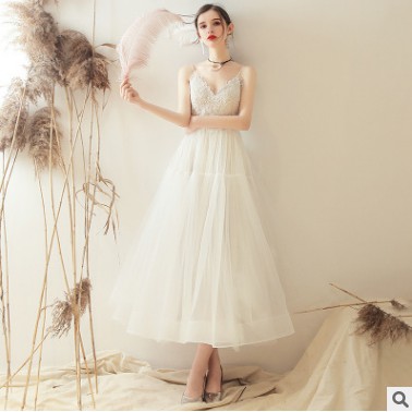 HOT váy cưới nhẹ nhàng 2019 cô dâu Pháp đơn giản. Váy thật y hình.