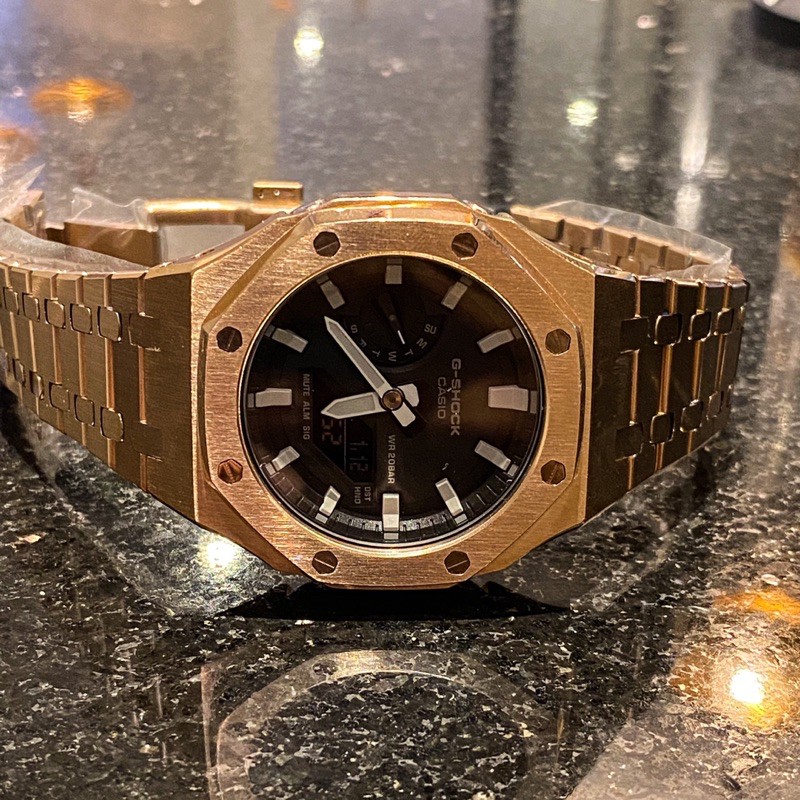 Đồng hồ nam Casio G-shock GA-2100 Custom bộ Rose Gold - Kích thước vỏ : 48,5×45,4×11,8mm