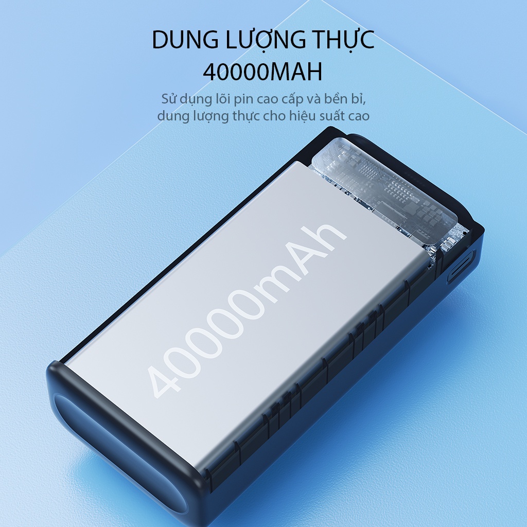 Pin Sạc Dự Phòng Sạc Nhanh 40.000mAh PD/QC 3.0/VOOC 22.5W VIVAN VPB-B40 3 Output USB-A &amp;Type C Hàng Chính Hãng