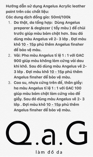 Màu Custom giầy Q.a.G Angelus paint USA 50ml - 100ml