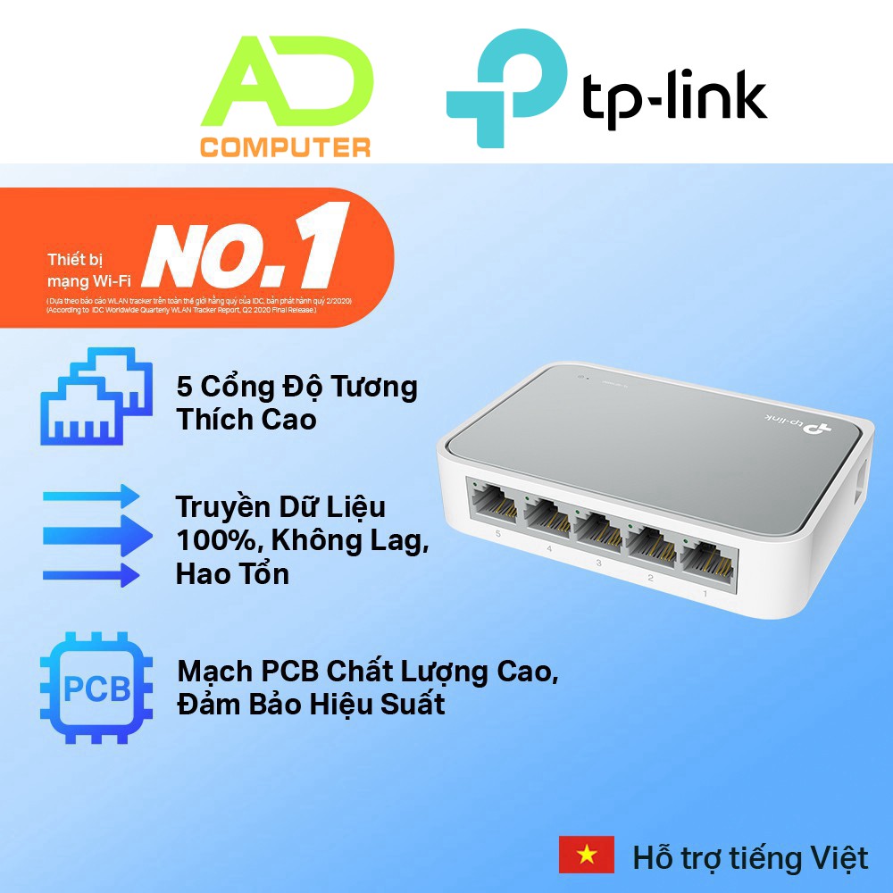 Bộ Chia Tín Hiệu Để Bàn 5 cổng Tp-Link SF1005D - Hàng Chính Hãng