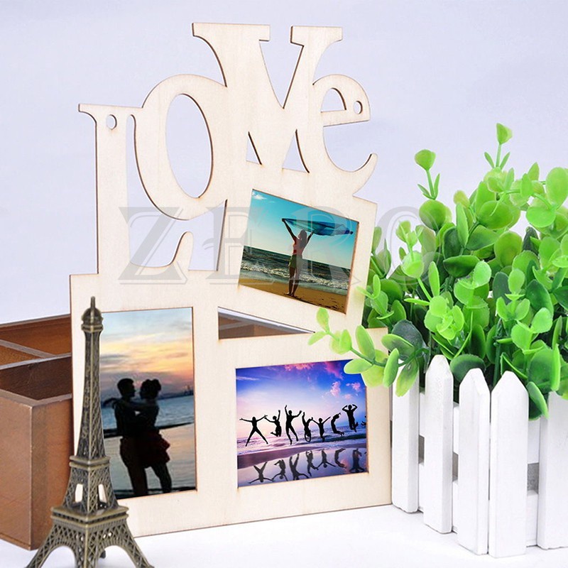 DIY Khung Ảnh Gỗ Khắc Chữ Love Xinh Xắn