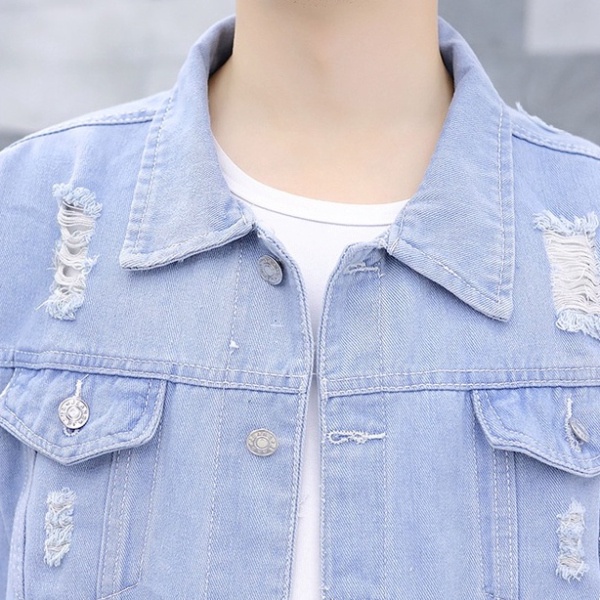 Áo Khoác Jeans Trơn Rách Styse Basic Dành Cho Cả Nam Và Nữ 2022  - Hàng nhập khẩu