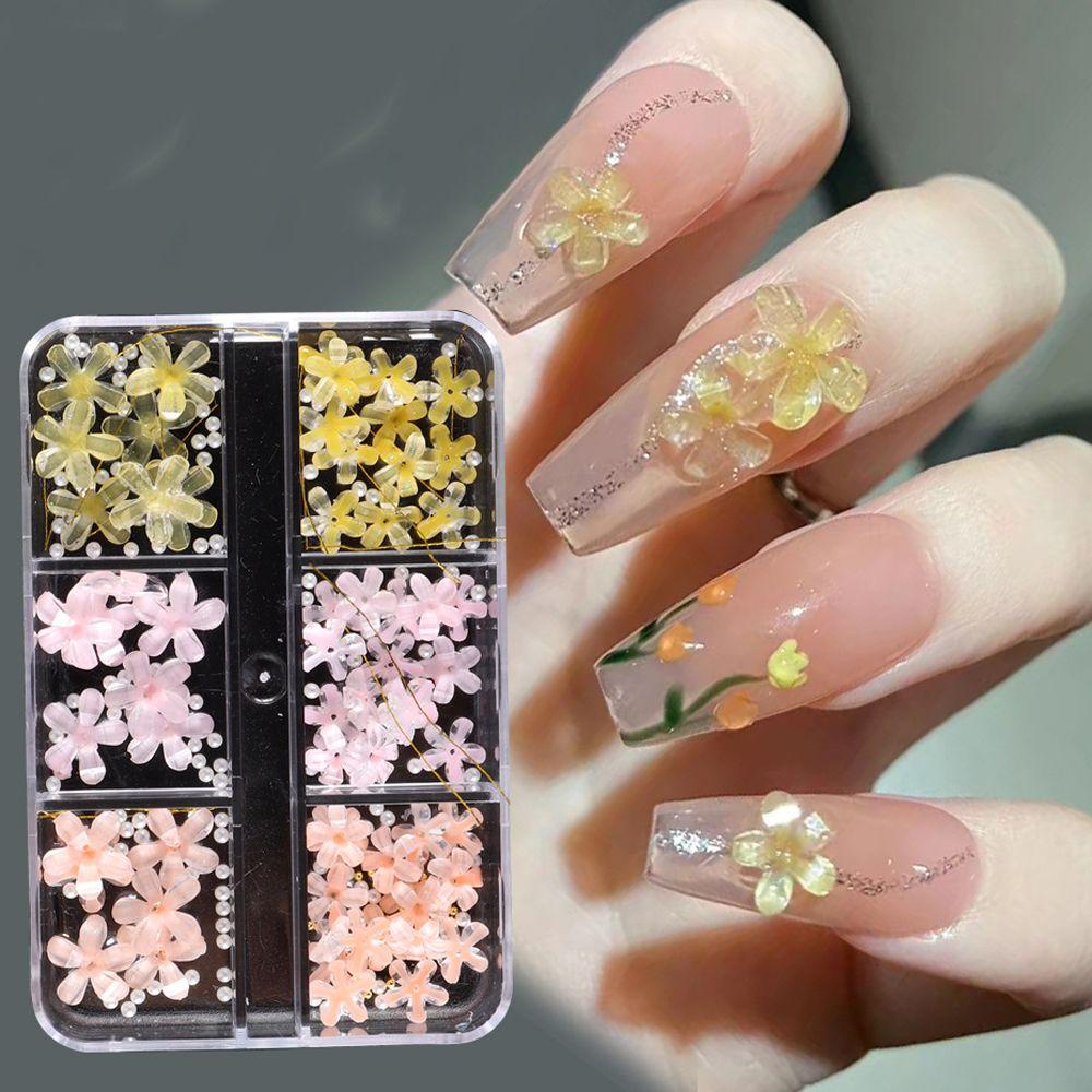 OCEANMAP Hạt Kim Loại Hình Hoa Đính Móng Tay Trang Trí Thời Trang DIY