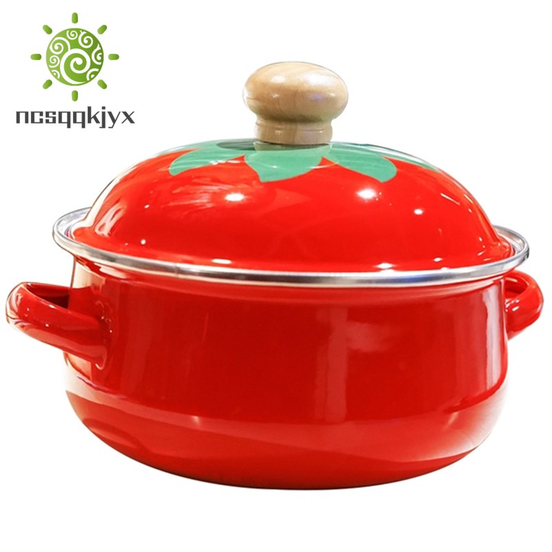 Nồi Nấu Ăn Tráng Men Hình Quả Cà Chua 18cm 1.5l