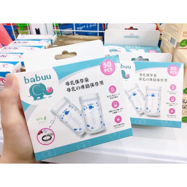 Combo sỉ giá tốt 10 hộp 50 túi túi trữ sữa Babuu Nhật 250ml