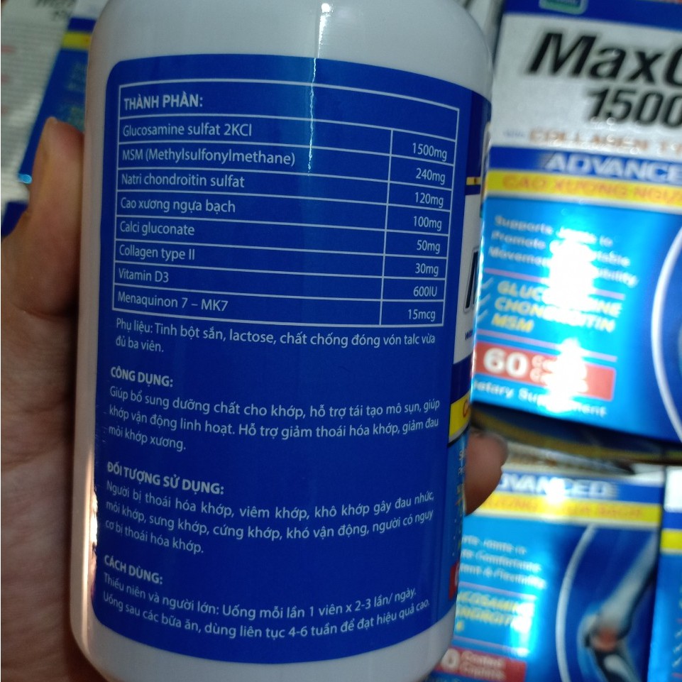 Viên uống MAXGLU 1500 hỗ trợ xương khớp khỏe mạnh