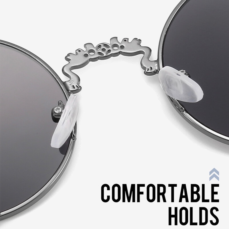 Kính Mát PTQ Gọng Tròn Họa Tiết Rồng / Phượng Hoàng Điêu Khắc Độc Đáo Thời Trang 2022