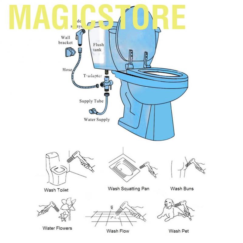 Magicstore Home Bathroom Handheld Portable Chrome Plated ABS Shattaf Toilet Bidet Shower Spray