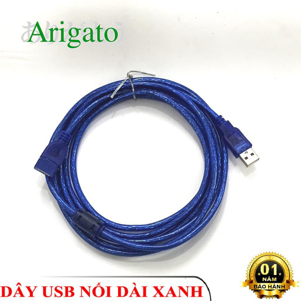 Dây Usb Nối Dài 1.5M 3M 5M 10M Xanh Arigato Chống Nhiễu Tốt. Kết Nối Usb Chuẩn 2.0